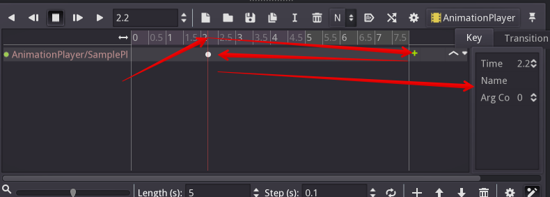 Add a keyframe to the call func track